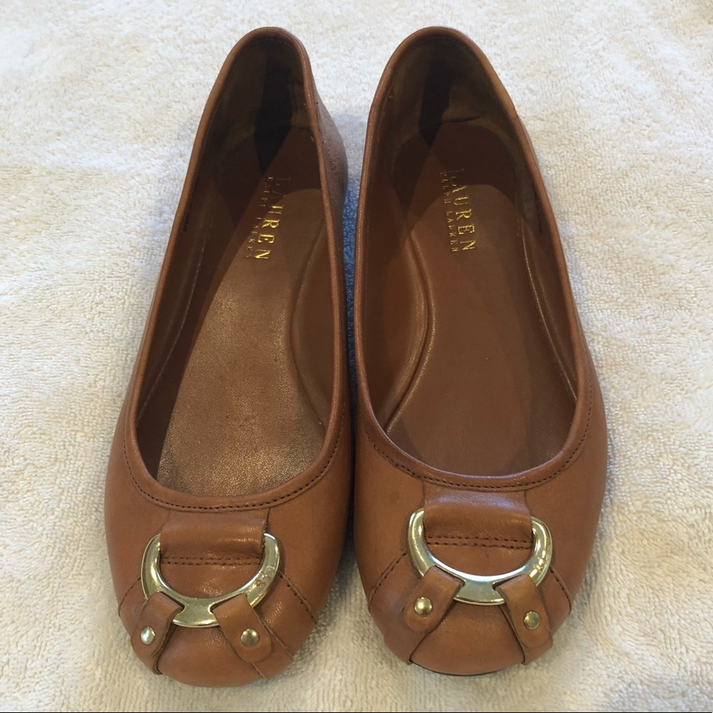 Ralph Lauren Abigale Brown Leather Flats